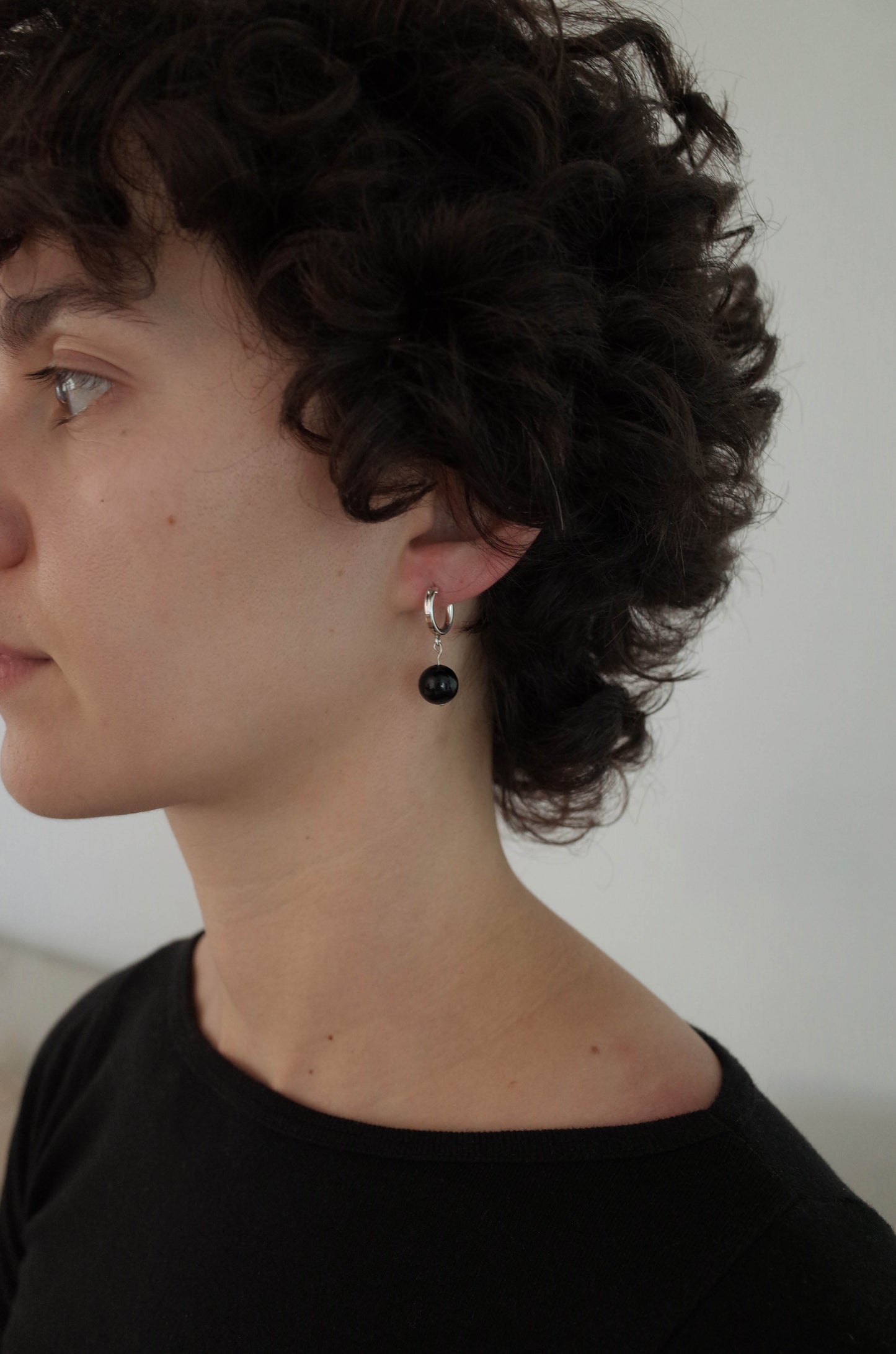 Onyx Drop Hoops