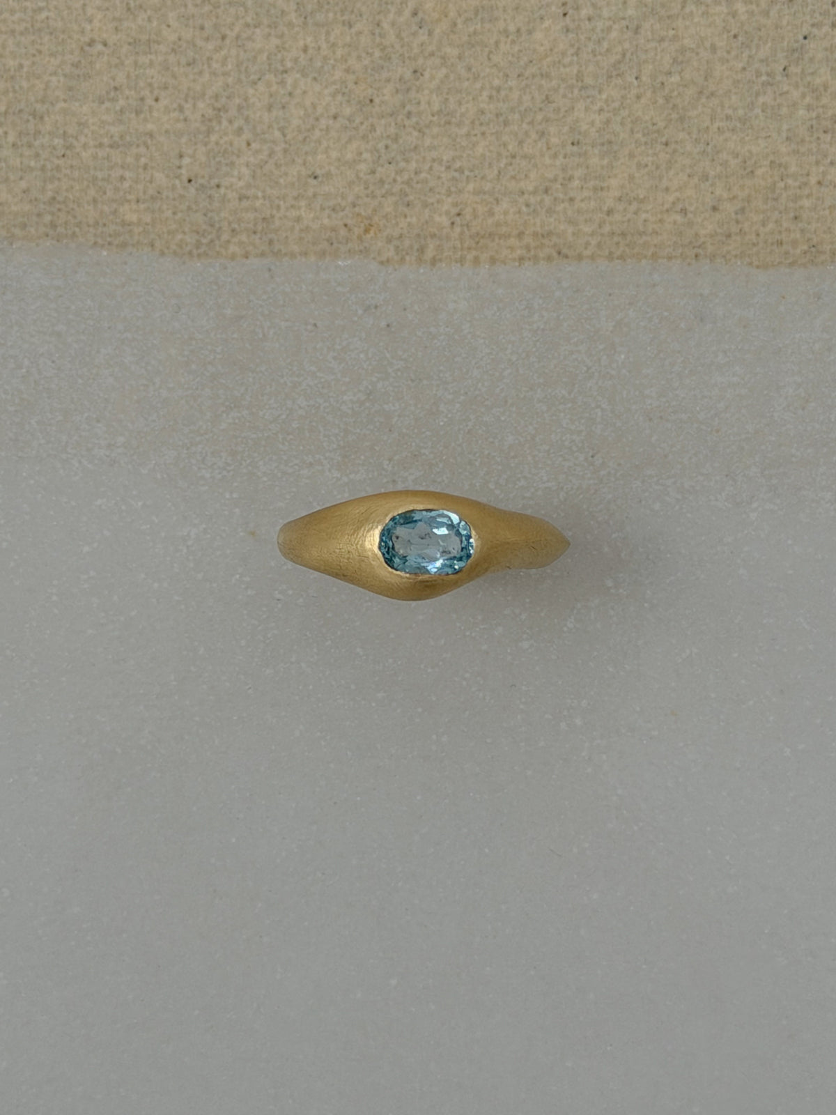 Brushed Gold Aquamarine Signet