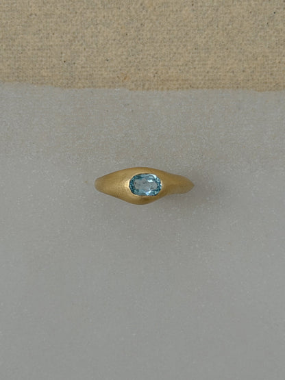 Brushed Gold Aquamarine Signet