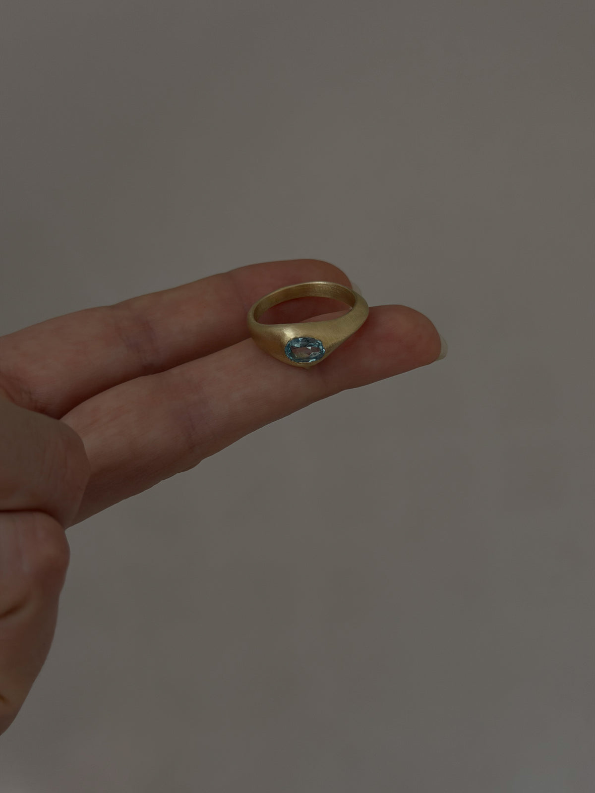 Brushed Gold Aquamarine Signet