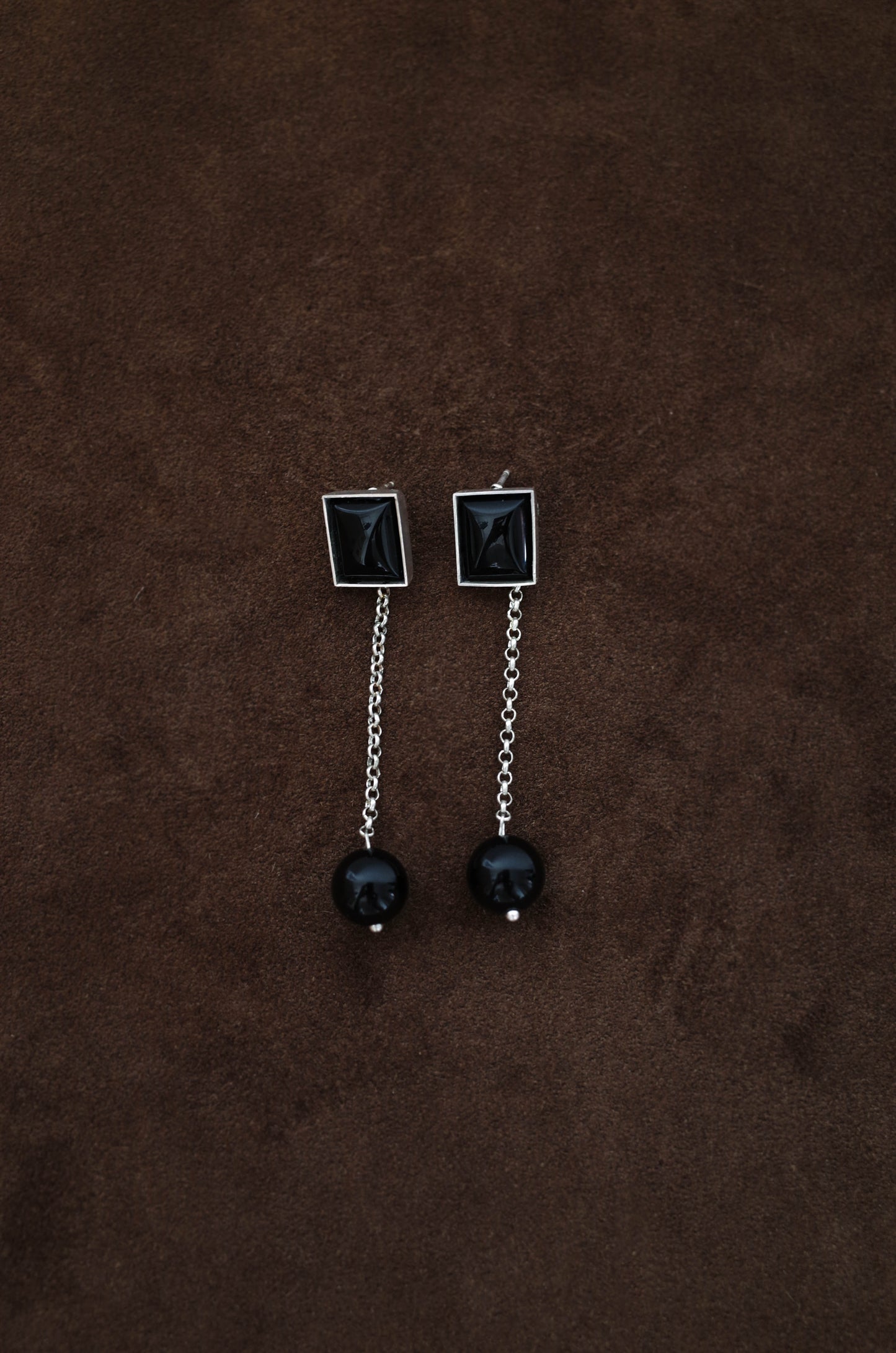 Rectangle Onyx Drop Earrings