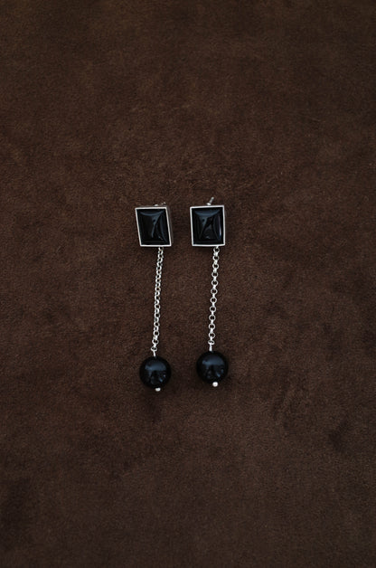 Rectangle Onyx Drop Earrings