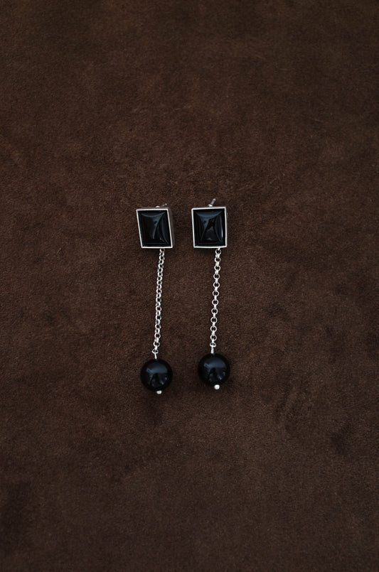Rectangle Onyx Drop Earrings