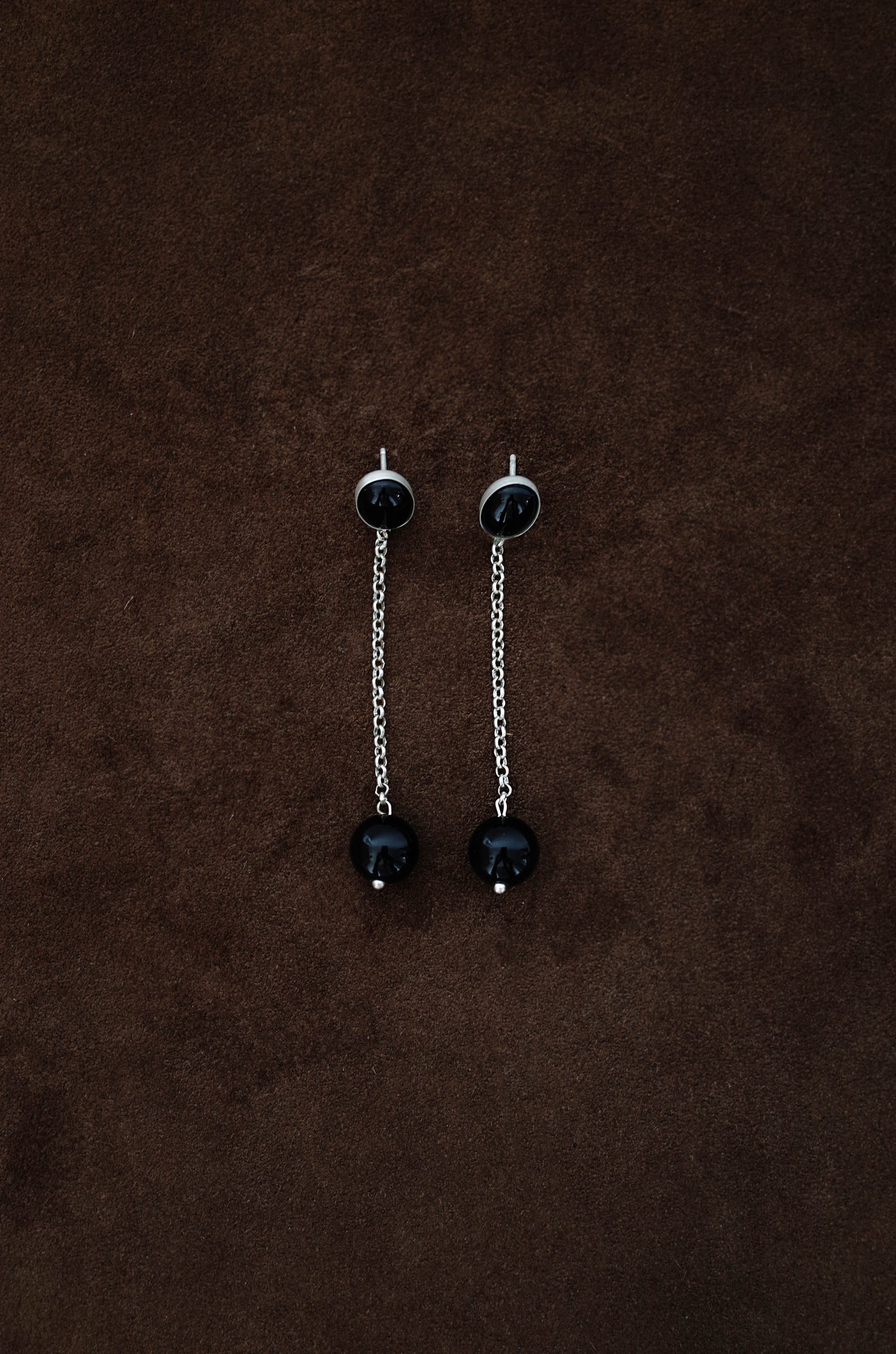 Oval Onyx Drop Earrings