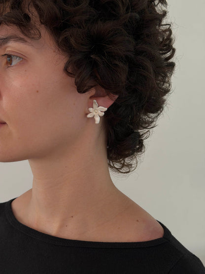 Flower Studs with Onyx Drop
